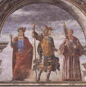 Sandro Botticelli Domenico Ghirlandaio and Assistants,The Roman heroes Decius Mure,Scipio and Cicero Germany oil painting artist